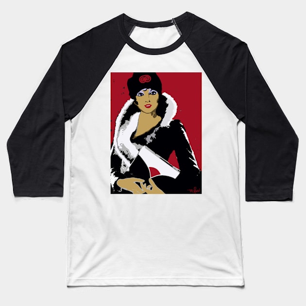 Flapper art: Femme Fatale C 1930 Premeditated Beauty #2 Baseball T-Shirt by Overthetopsm